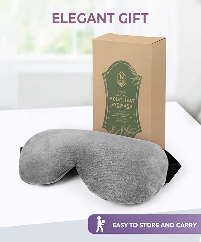 Aroma Season Weighted Eye Mask, Warm Eye Compress for Dry Eyes, Moist Heat Lavender Eye Mask, Microwave Eye Mask for Stye, Belpharitis, MGD (Gray)-Velvo Beauty