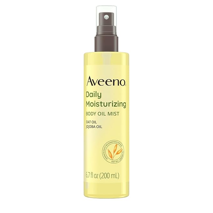 Aveeno Daily Moisturizing Body Oil, Body Mist for Dry Skin with Oat Oil and Jojoba Oil, Nourishing Body Spray with a Hypoallergenic Formula, 6.7 FL OZ-Velvo Beauty