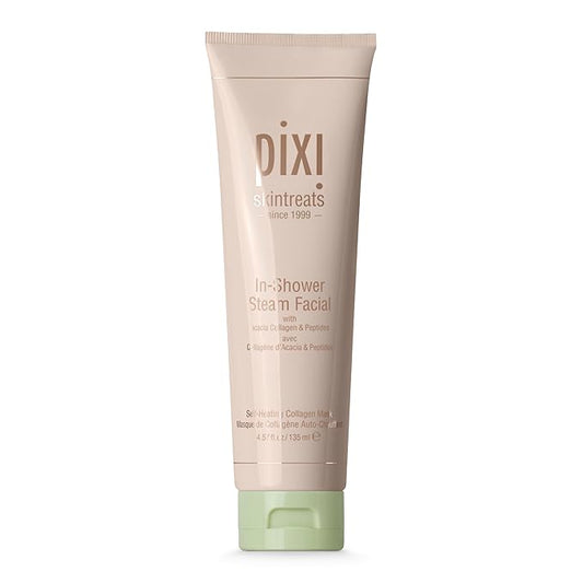 Pixi In-Shower Steam Facial | Gel-to Oil Cleanser for Radiant Skin | Deeply Nourishes, Softens & Tones | Self-heating for Use in Shower or Bath | 4.6 fl oz/ 135 ml-Velvo Beauty