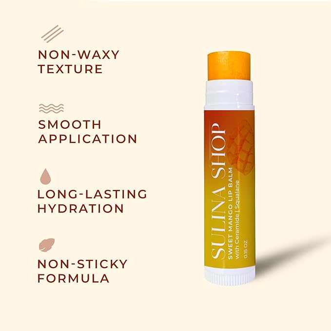Mango Lip Balm Hydrating & Nourishing, Natural, Long-Lasting Lip Moisturizer with Castor Oil, Barrier Protection, Smooth Lip Care, Chapped Lip Repair, Non-Waxy & Cruelty-Free, Gentle for All Ages-Velvo Beauty