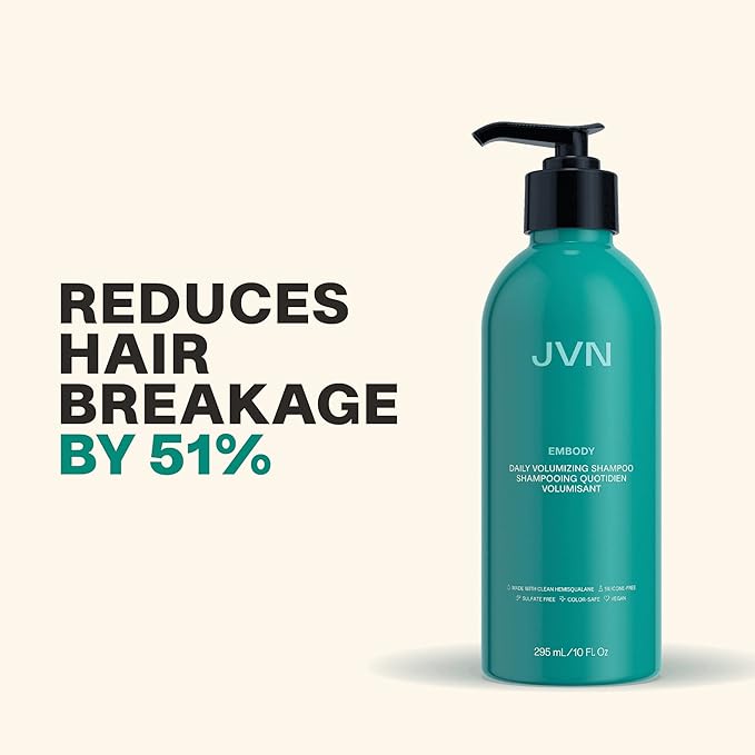 JVN Embody Volumizing Shampoo, Clean, Volume-Boosting Shampoo for All Hair Types, Clarifying, Adds Fullness and Restores Shine, Sulfate-Free, 10 Fluid Ounces-Velvo Beauty