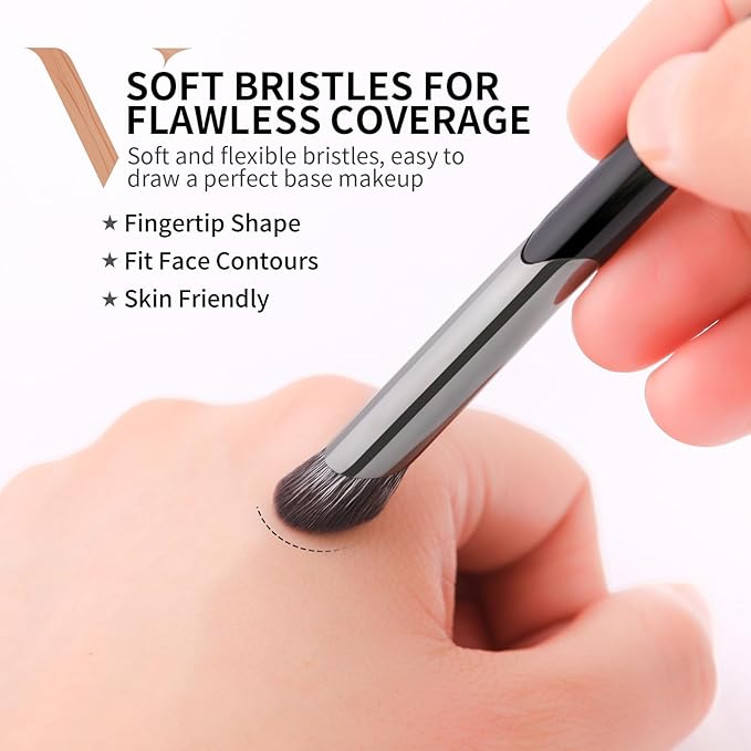 DUcare Nose Contour Brush, Angled Concealer Brush Under Eye, Small Under Eye Makeup Brush for Dark Circles Puffiness Puffy Face Eyebrow Eyes (V02 Mini Contour Brush)-Velvo Beauty