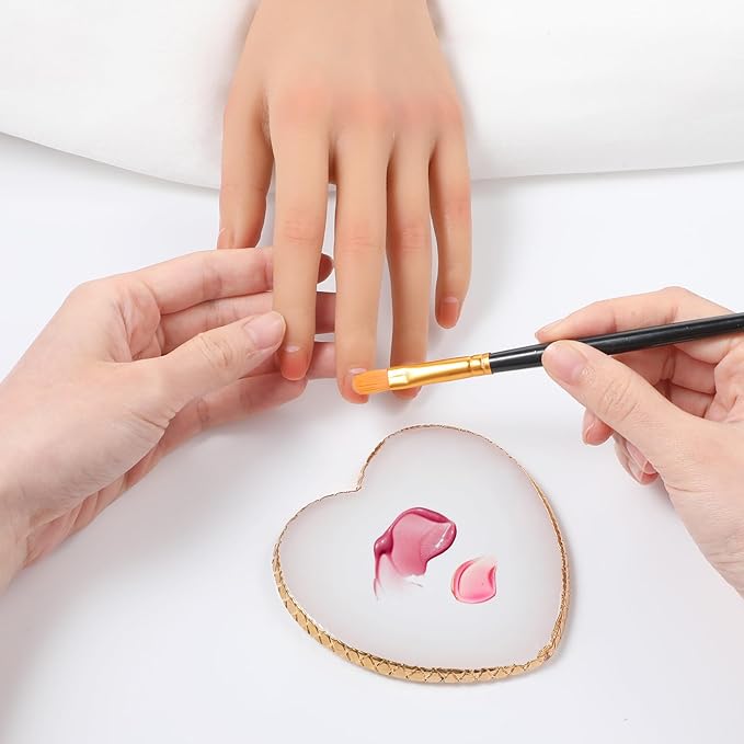 Resin Nail Art Palette, Makeup Palettes Nail Mixing Palette Polish Color Mixing Plate Golden Edge Heart Shaped Nail Art Display Holder Display Board Heart Shape Cosmetic Mixing Tools-Velvo Beauty