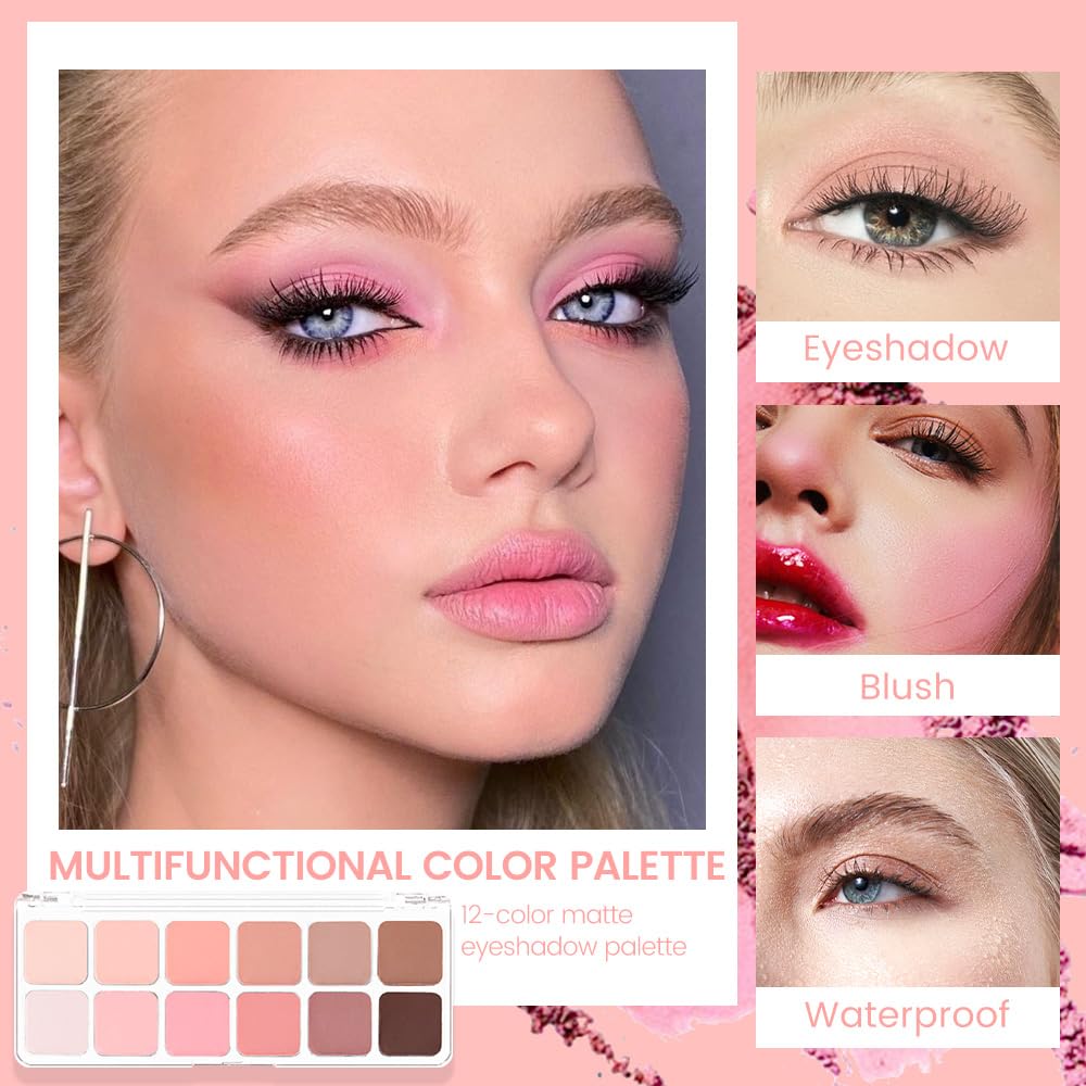 AMY'S DIARY 12 Color Light Pink Brown Eyeshadow Palette, Long-Lasting, and Highly Pigmented eye shadow. Elevate Your Eye Makeup– Unleash Your Unique Style (13#)-Velvo Beauty