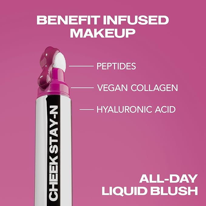 Sacheu Cheek STAY-N Liquid Blush for Cheeks — High Pigment, Buildable, Lightweight Cream Blush Infused With Squalane, for Dewy & Radiant Flushed Cheeks — Long-lasting & Cruelty Free, I'm Bold-Velvo Beauty