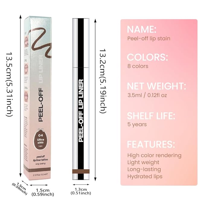 Matte Liquid Lip Stain Peel Off Lip Liner Tattoo - Light Taupe, Waterproof Smudge-Proof Lip Gloss, Long-Lasting Non-Stick Cup Formula, Natural Peel Off Design for All Skin Types #4-Velvo Beauty