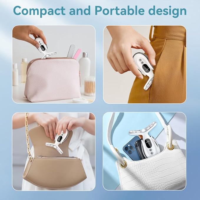 Neck Face Massager, 7-in-1 Portable Facial Massager for Enhanced Face, Neck and Shoulder Care with Vibrating and Warming Function,White-Velvo Beauty