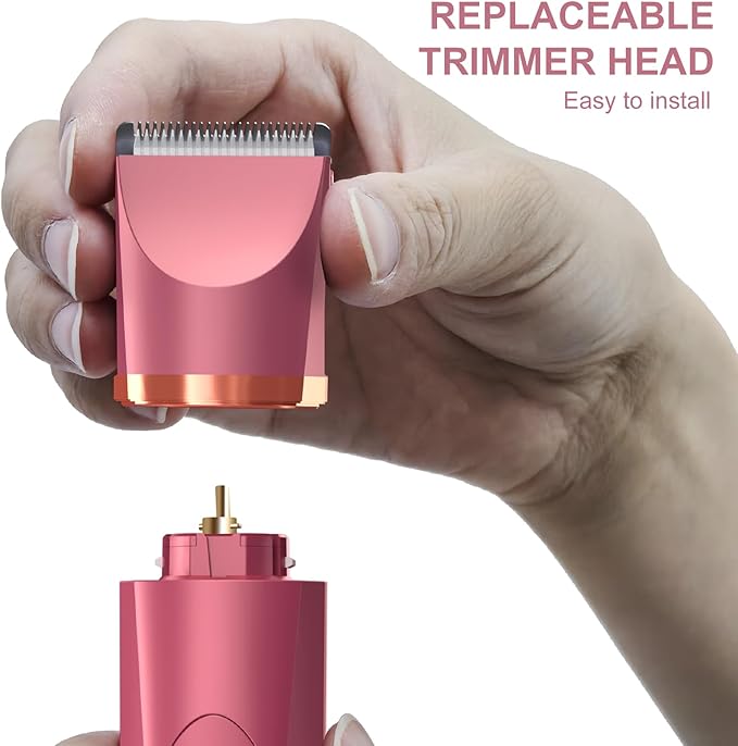 OLOV Electric Body Hair Trimmer - Groin Trimmer for Men - Bikini Trimmer Women - Wet/Dry Shaver Groomer, Replaceable Ceramic Blade Heads, USB Recharge Dock, Waterproof Hygiene Razor, Red-Velvo Beauty