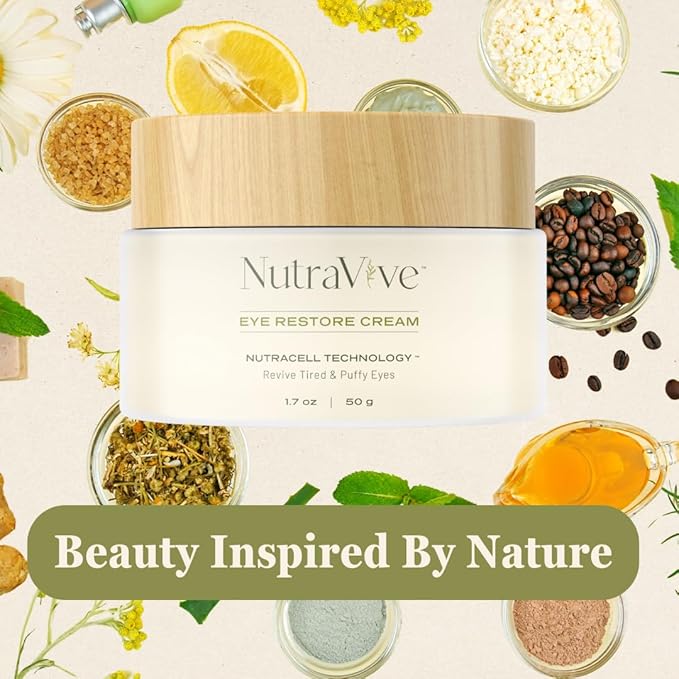 NutraVive Eye Restore Cream – Age Circle & Puffy Eyes Treatment, 1.7 Oz – Revive, Firm & Lift Tired Eyes & Reduce Fine Lines & Wrinkles – Anti-Aging Under Eye Collagen Boosting Cream.-Velvo Beauty