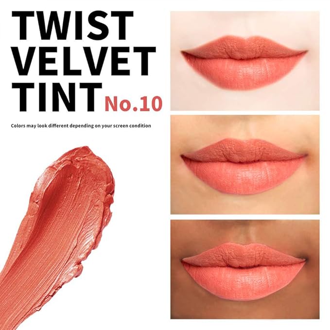PASSIONCAT Long Lasting Lip Stain for Lips and Cheek Tint | High Pigment Color | lightweight Matte Finish | Weightless | Full Coverage | Twist Velvet Tint #10 (No.10)-Velvo Beauty