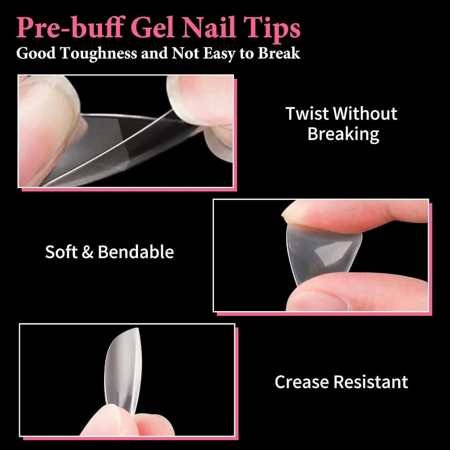EBANKU Medium Almond Nail Tips, 550 Pcs Matte Clear Acrylic Press-on Nails, Pre-shaped Half Matte Full Cover Clear Acrylic Nails Gel Kit False Nail Tip Press on Nails for Nail Extension DIY Salon-Velvo Beauty