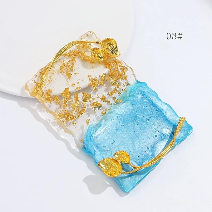 2023 Retro Nail Art Palette, Nail Painting Mixed Color Palette with Leaves Handle, Nail Holder Gel Color Makeup Display Board Pallet (Blue)-Velvo Beauty