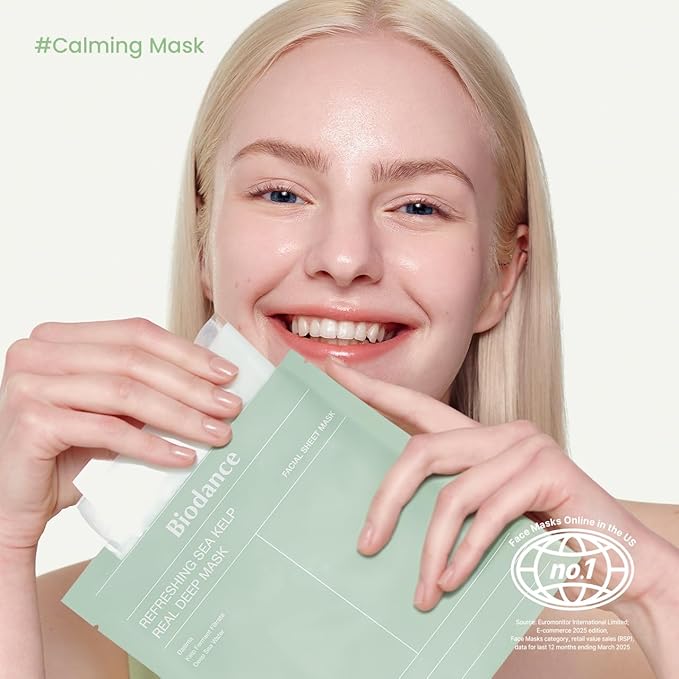 BIODANCE Refreshing Sea kelp Real Deep Mask, Overnight Hydrogel Mask, Calming, Oil & Sebum Control, Blemish Care, Korean Skincare | 1.19oz(34g) x 4ea-Velvo Beauty