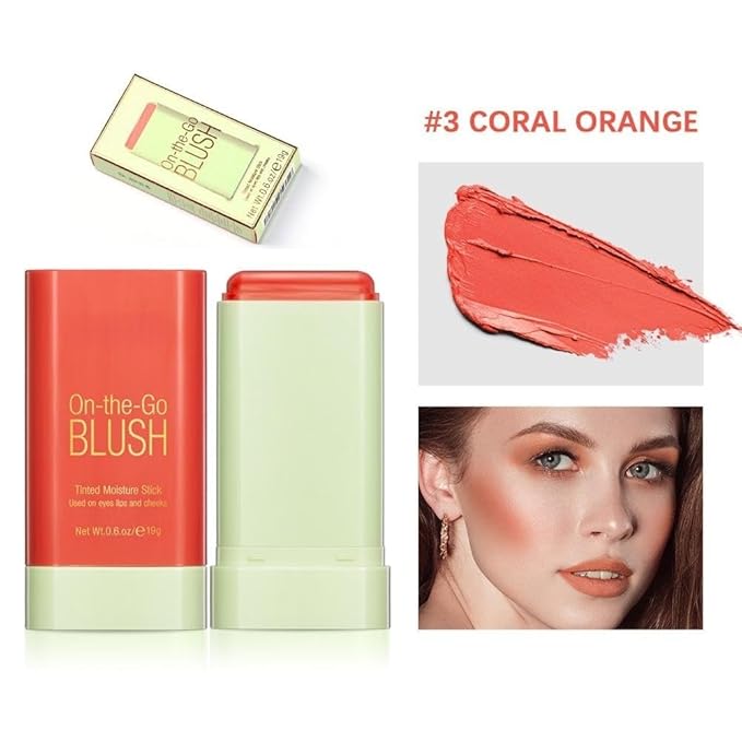 Blush Rare Beauty Liquid Blush Cream Blush Stick For Cheeks Natural Blendable Powder Blusher Stick On The Go Blush Brushes For Makeup Cheeks,Natural Waterproof, Long Lasting (orange)-Velvo Beauty