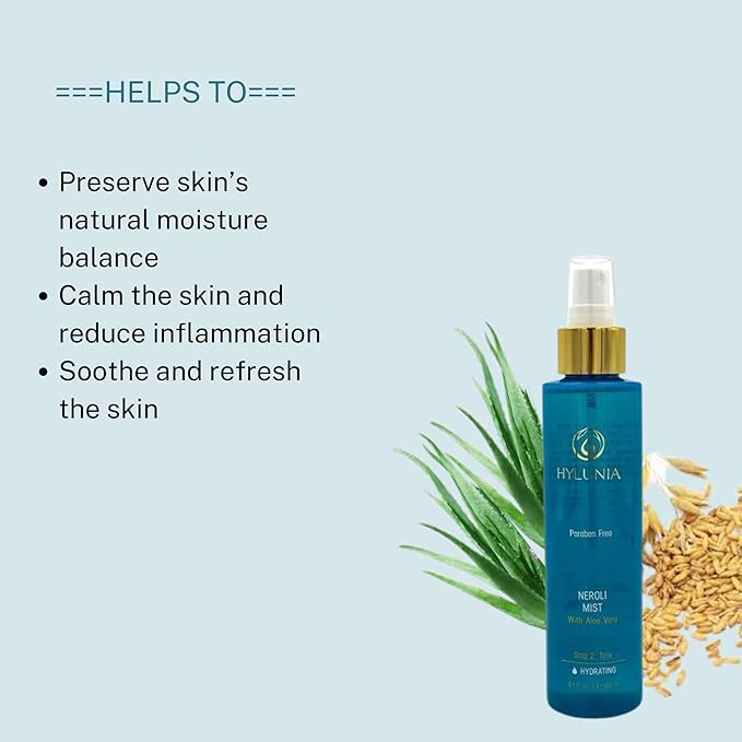 Hylunia Neroli Mist - instant moisturizing spray - Colloidal Silver and Aloe Vera - for younger fresher looking skin - all natural toner-Velvo Beauty