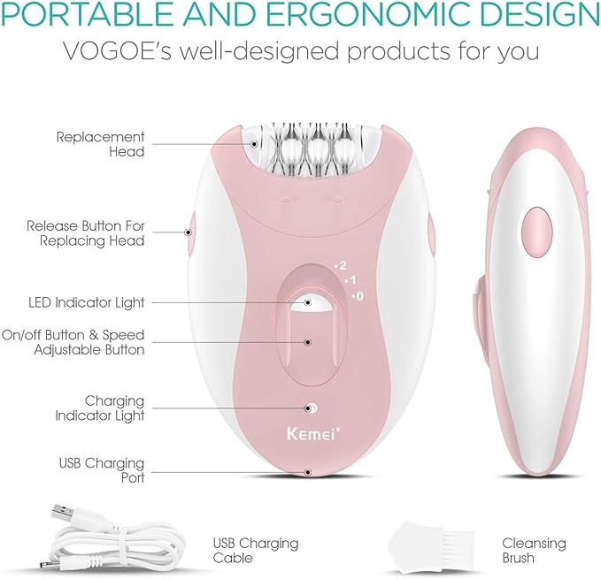 Epilator for Women, Smooth Glide Epilator for Women Face with 2 Speeds, Smooth Face Trimmer Device, Facial Hair Removal for Face Legs Arms Armpit Bikini-Velvo Beauty