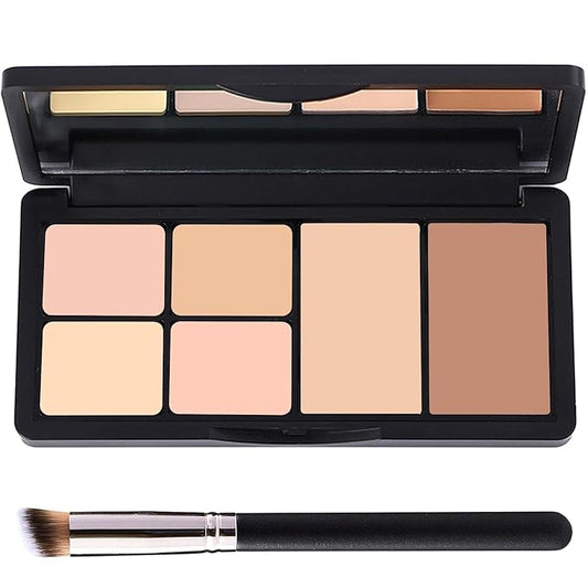 6 Colors Correcting Concealer Contour Palette,Concealer Cream Contour Makeup Palette,Contouring Foundation Highlighting Makeup Kit with Brush(02#)-Velvo Beauty