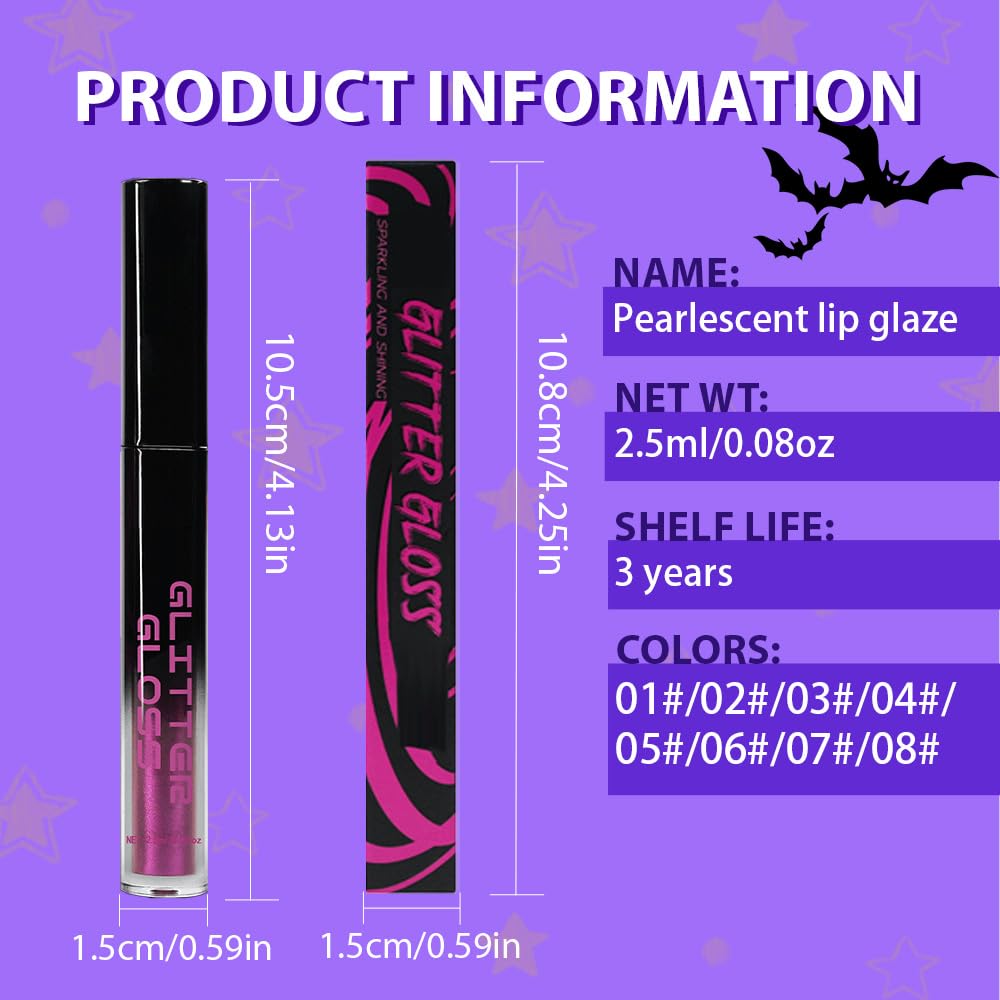 Pink Purple Metallic Lipstick for Women,Glitter Sparkling Liquid Lipstick,Long Lasting Waterproof Lightweight Comfortable Non-Drying Bold Dark Lip Gloss for Gothic Stage Makeup,Cruelty Free-Velvo Beauty