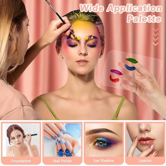 Acrylic Cosmetic Makeup Palette, 3PCS Makeup Mixing Palette With Spatula Makeup Artist Tool, Professional Cosmetic Mixing Makeup Palette For Mixing Eye Shadow/Eyelash/Nail Art/Foundation-Velvo Beauty