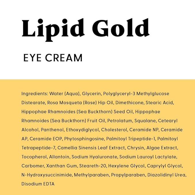 Stratia Lipid Gold Eye Cream Moisturizer & Anti-Aging Skin Care for Dark Circles, Fine Lines, Wrinkles, & Under Eye Brightener, 0.5 fl. oz-Velvo Beauty