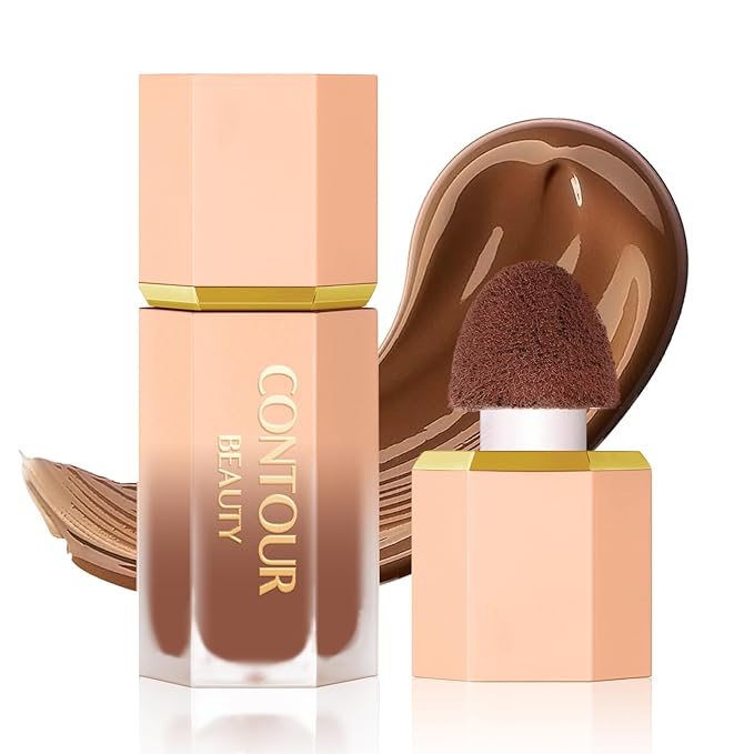Liquid Contour Stick, Soft Cream Contour Makeup, Liquid Bronzer Face Concealer Matte Contouring with Cushion Applicator, Long Lasting Silky Face Contour Cream Bronzer Contouring Makeup (103)-Velvo Beauty