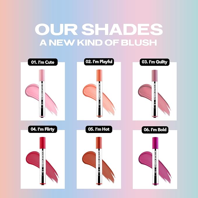 Sacheu Cheek STAY-N Liquid Blush for Cheeks — High Pigment, Buildable, Lightweight Cream Blush Infused With Squalane, for Dewy & Radiant Flushed Cheeks — Long-lasting & Cruelty Free, I'm Bold-Velvo Beauty