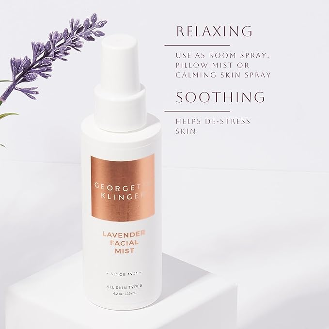 Georgette Klinger Lavender Facial Mist - Moisturizing and Long-Lasting Facial Spray with Aromatherapy, Antioxidants, and Skin-Plumping, Makeup Setting for Dewy, Hydrated Skin - 4.2 oz-Velvo Beauty