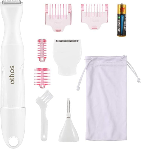 Othos Multi-Functional Electric Trimmer Kit for Women, Bikini Trimmer, Nose & Eyebrow Trimmer, Foil Shaver All in One Device, Wet and Dry use, Waterproof, AA Battery Operated (Included)-Velvo Beauty