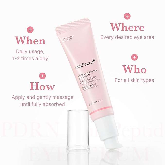 medicube Salmon DNA PDRN Pink Peptide Eye Serum with Niacinamide and 99% Purity Retinol for Fine Lines, Uneven Skin Tone, Korean Skin Care 1.01fl.oz-Velvo Beauty