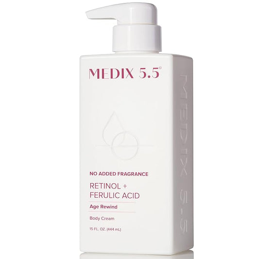 MEDIX Fragrance Free Retinol Body Lotion Crepey Skin Care Treatment | Firming Body & Face Moisturizer | Anti Aging Retinol Cream For Face Targets Loose Crepe Skin, Wrinkles, & Fine Lines, 15 Fl Oz-Velvo Beauty
