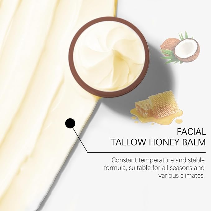 Whipped Beef Tallow and Honey Balm,Beef Tallow for Skin,Tallow Face Moisturizer,Tallow and Honey Balm,Grass Fed Grass Finished Face Cream (120G/1pcs)-Velvo Beauty