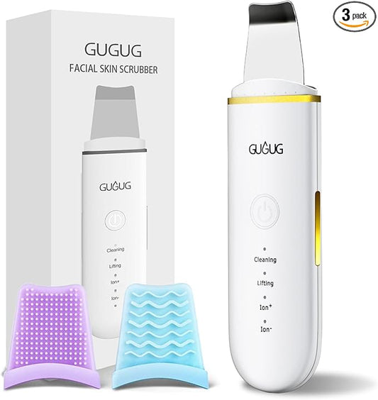 GUGUG Skin Scrubber Face Spatula Skin Spatula Pore Cleaner Blackhead Remover Tools for Facial Deep Cleansing-4 Modes -White-Velvo Beauty