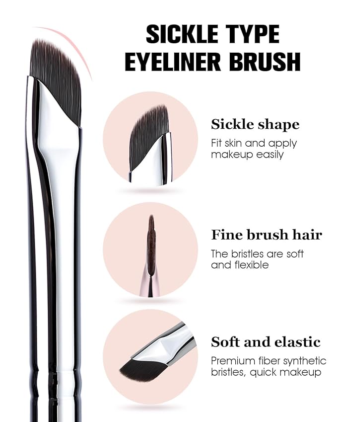 Eyeliner Brush, EIGSHOW Sickle Angled Gel Eyeliner Makeup Brush for Precise Eye Liner, Eyebrow, Eyelid with Ultra Thin Curved Vegan Bristles (E865)-Velvo Beauty