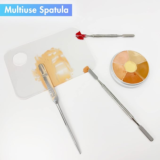 Foundation Spatula, 3pcs Stainless Steel Makeup Spatula Mixing Tool Cosmetic Metal Mixer Tool for Professional Color Nail Art Lab Pigment Blending Stick-Velvo Beauty