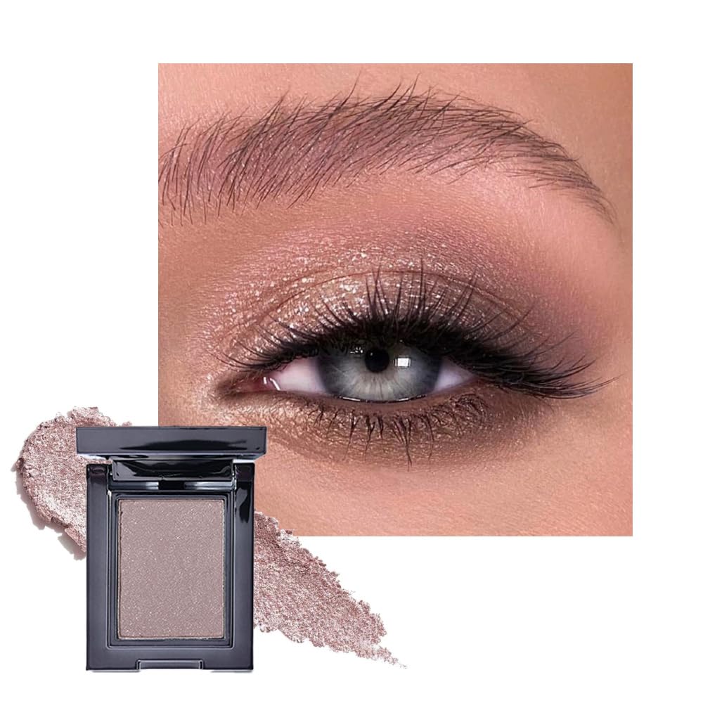 Taupe Mauve Shimmer Single Eye Shadow Palette Makeup with Mirror,Neutral Powder Monochrome Eyeshadow for Older Women,Waterproof Long Lasting Naturing-Looking sombras para ojos-Velvo Beauty