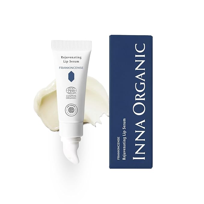 INNA Organic Lip Serum, Moisturizing, Fine Line Care & 100% Vegan, EWG & COSMOS Certified | Frankincense Essential Oils Infused Skin Care | Luxury Clean Beauty-Velvo Beauty