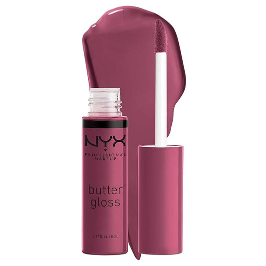 NYX PROFESSIONAL MAKEUP Butter Gloss, Non-Sticky Lip Gloss - Cranberry Pie (Mauve Purple)-Velvo Beauty