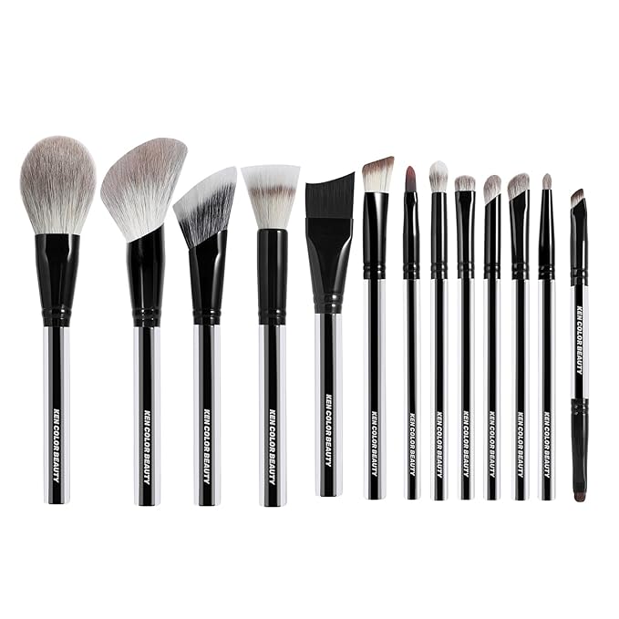 KENCOLOR Premium 13-Piece Makeup Brush Set with PU Travel Pouch – High-End Acrylic Handle, Soft Synthetic & Natural Bristles, Dense & Non-Absorbent, for Flawless Application-Velvo Beauty