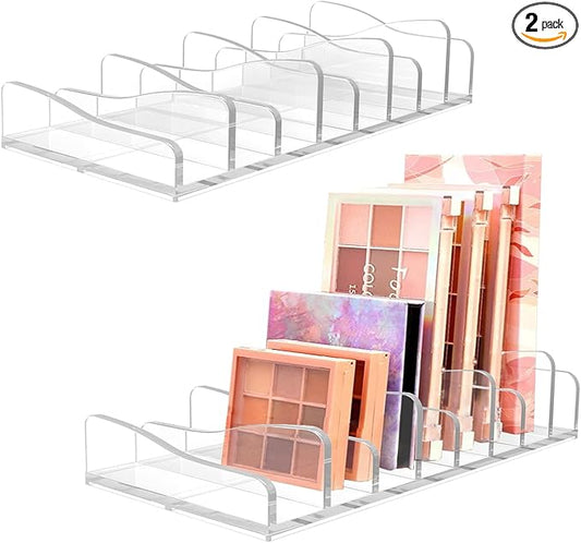 FLMOUTN 2 Pack Makeup Pallet Organizer Eyeshadow Palette Organizers Acrylic 8-Cell Make up Palette Holder Cosmetic Storage for Contour Kit, Eye Shadow, Blush-Velvo Beauty