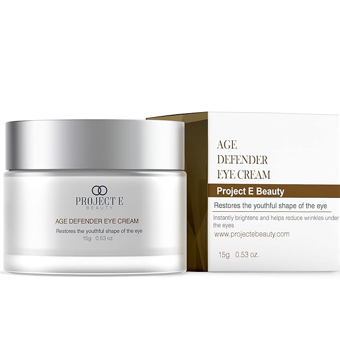 Project E Beauty Age Defender Eye Cream Brightens & Smooths Under Eyes | Reduce Puffiness, Lines & Dark Circles | Anti-Aging & Hydrating | Wrinkle Smoothing Eye Cream Treatment | 15g-Velvo Beauty