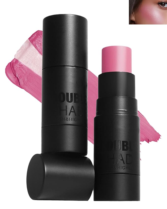 Cream Blush Stick Makeup for Cheeks, Multi Blush & Highlighter Contour Stick, Long Lasting Waterproof Pink Creme Blush Bronzer Stick, Lightweight Matte and Dewy Finish,Face Shaping Makeup for Women-06-Velvo Beauty