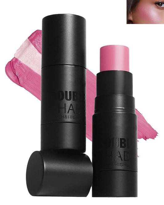 Cream Blush Stick Makeup for Cheeks, Multi Blush & Highlighter Contour Stick, Long Lasting Waterproof Pink Creme Blush Bronzer Stick, Lightweight Matte and Dewy Finish,Face Shaping Makeup for Women-06-Velvo Beauty
