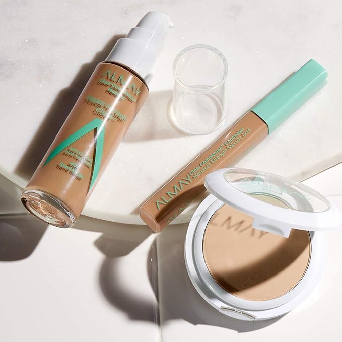 Almay Clear Complexion Makeup, Matte Finish Liquid Foundation with Salicylic Acid, Hypoallergenic, Cruelty Free, -Fragrance Free, Dermatologist Tested, 710 Natural Tan, 1.0 oz-Velvo Beauty
