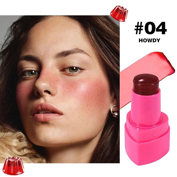 Cooling Water Jelly Tint Stick,Multi-Use Juicy Love Blush, 3-In-1cheek Blush & Eyeshadow & Lip Tinted Long-Lasting Moisture Stick,Bouncy Jelly Texture,Creates A Moist Watercolor Effect (#04, 0.32oz)-Velvo Beauty