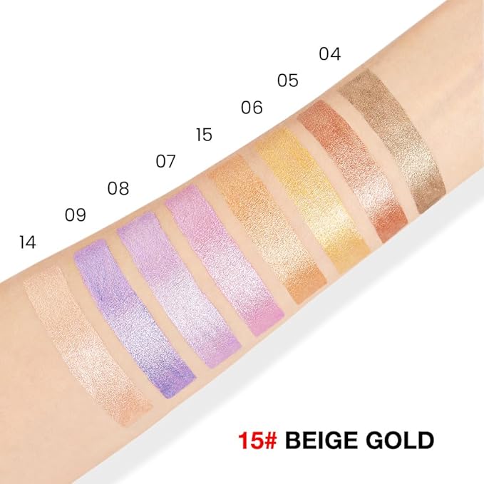 evpct Beige Gold Shimmer Cream Eye Shadow Brightener Sticks Set for Eyes, Gold Shimmery Matte Pencil Eye shadow Applicator Stick Pen Palette Makeup Waterproof sombras en crema para ojos 15#-Velvo Beauty