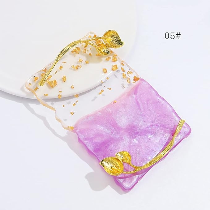 2023 Retro Nail Art Palette, Nail Painting Mixed Color Palette with Leaves Handle, Nail Holder Gel Color Makeup Display Board Pallet (Purple)-Velvo Beauty