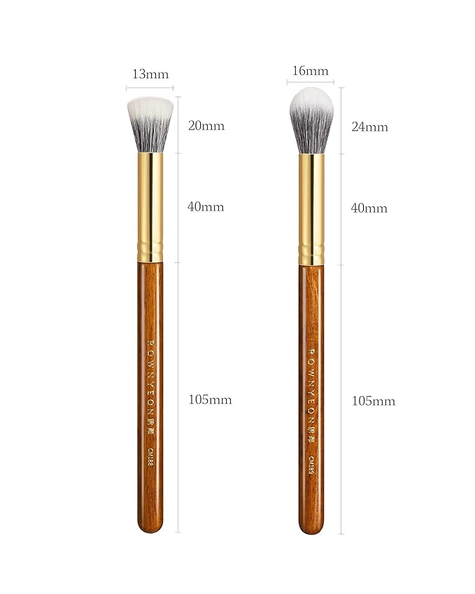 Desert Oak Series Dual Wool Blush Brush - Flat Top Goat Hair for Diffused Powder & Cream Blush, Seamless Blending, Bubinga Handle (CM 188)-Velvo Beauty