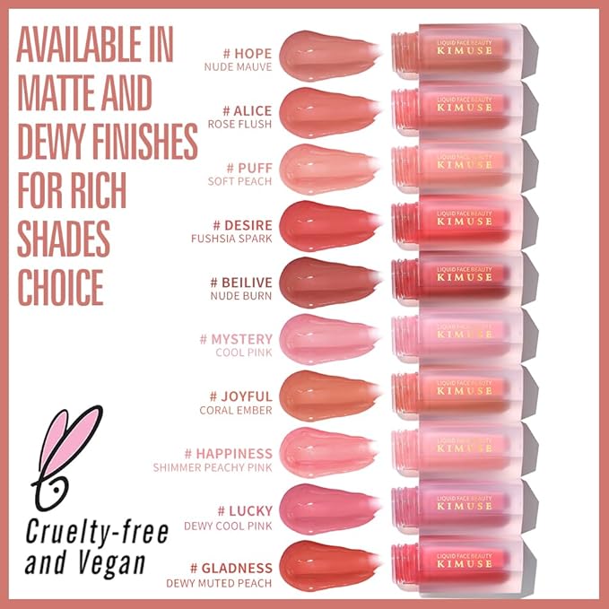 KIMUSE Soft Cream Blush Makeup, Liquid Blush for Cheeks, Weightless, Long-Wearing, Smudge Proof, Natural-Looking, Dewy Finish-Velvo Beauty