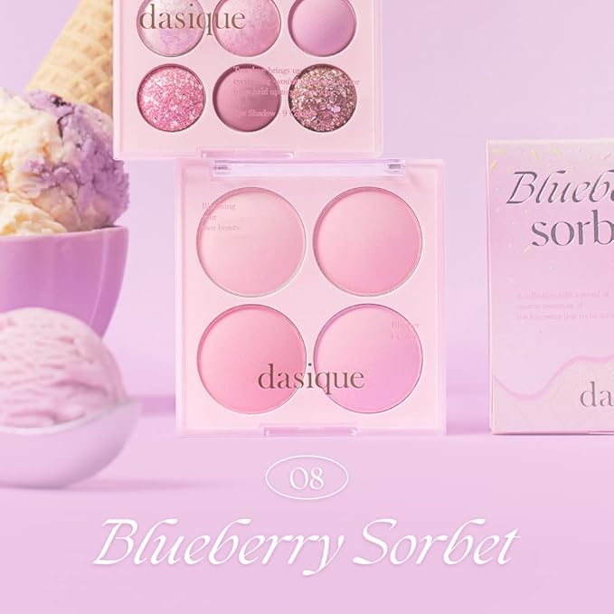 Dasique Blending Mood Cheek #08 Blueberry Sorbet | 4 Blendable Shades in Lightweight Smooth Powder | Vegan | Blush-Velvo Beauty