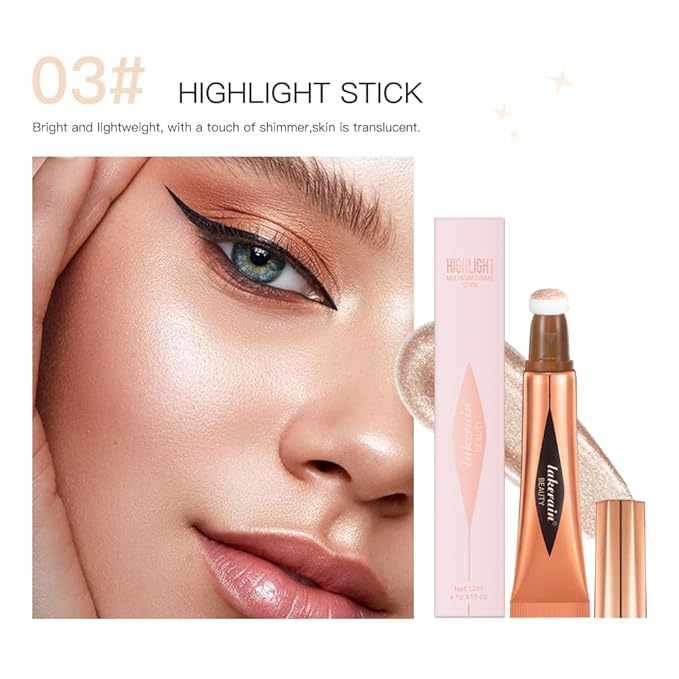 Liquid Highlighter Beauty Stick, Highlighter Makeup, Highlighter Wand,Liquid Beauty Stick With Cushion Applicator For Highlighter, Natural Matte FinIsh Makeup For Women(03#)-Velvo Beauty